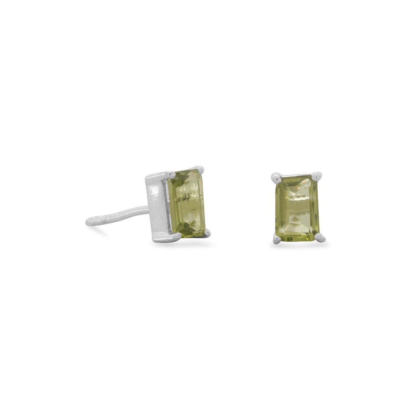 Emerald Cut Peridot Post Earrings