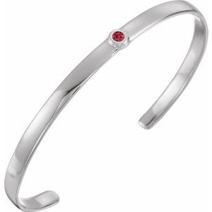 Sterling Silver Ruby Cuff 6" Bracelet