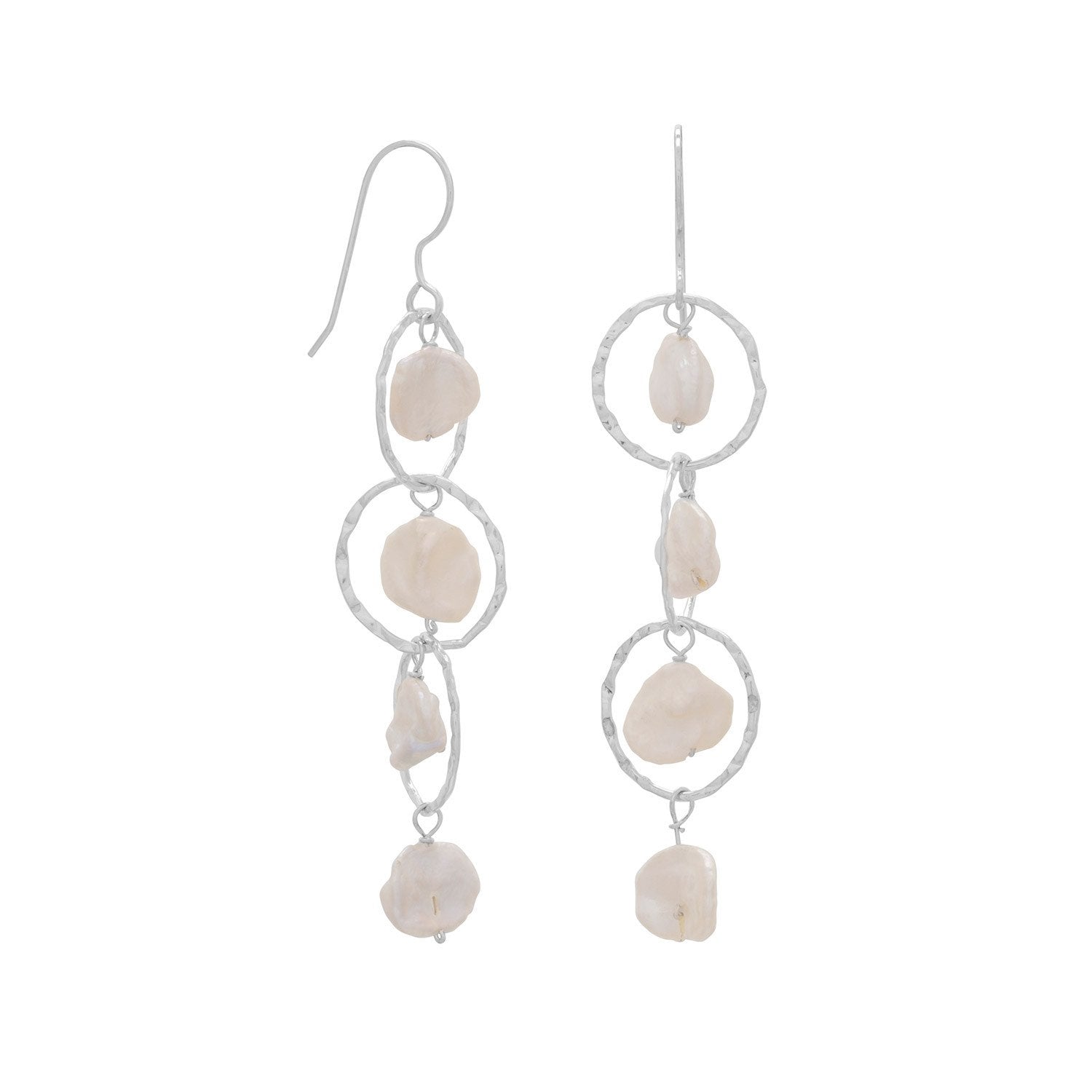 Open Circle Keshi Drop French Wire Earrings