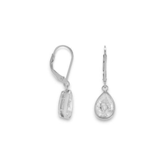 Rhodium Plated CZ Drop Earrings