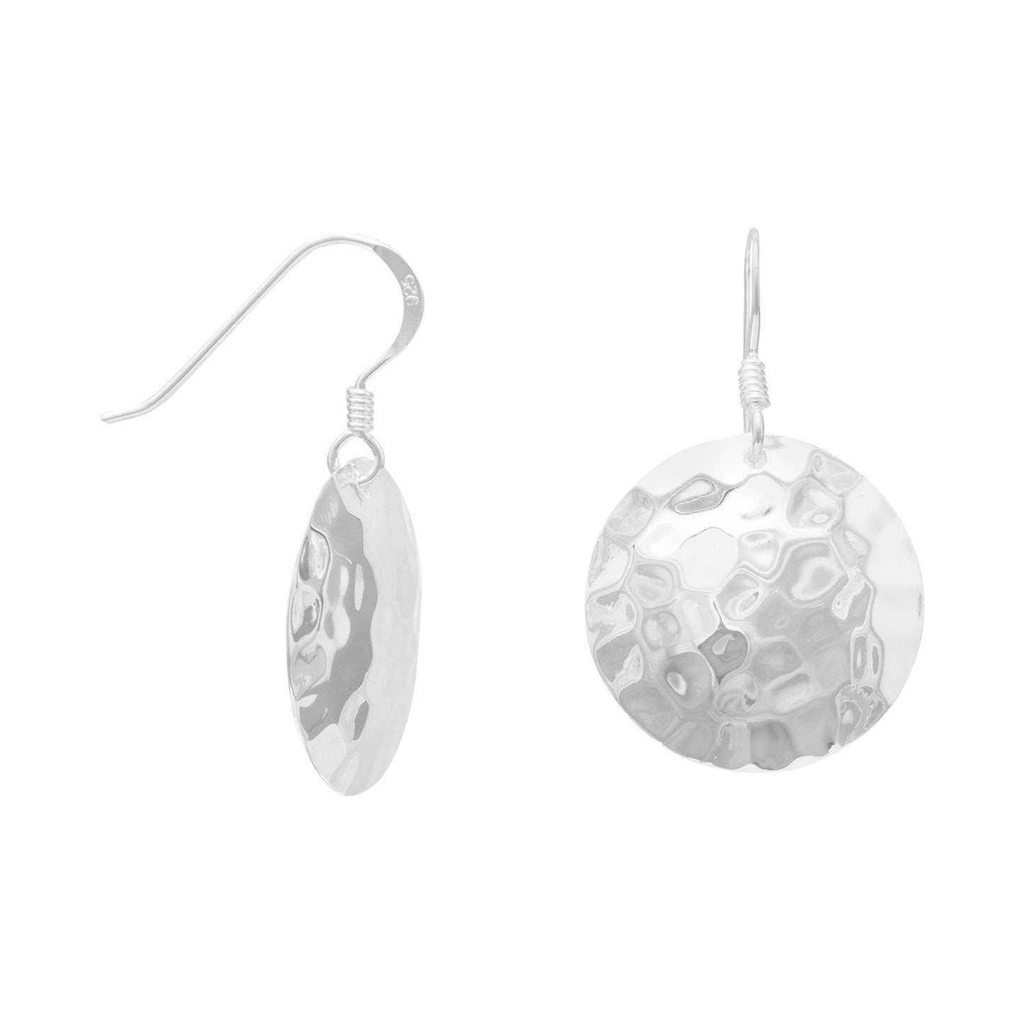 Round Hammered French Wire Earrings