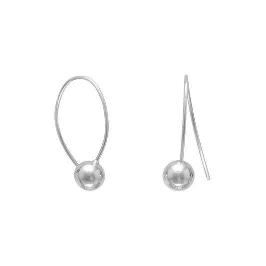 Thin Wire Bead End Earrings