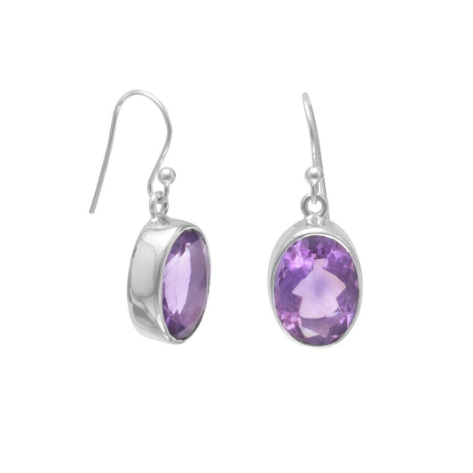 Faceted Amethyst French Wire Earrings