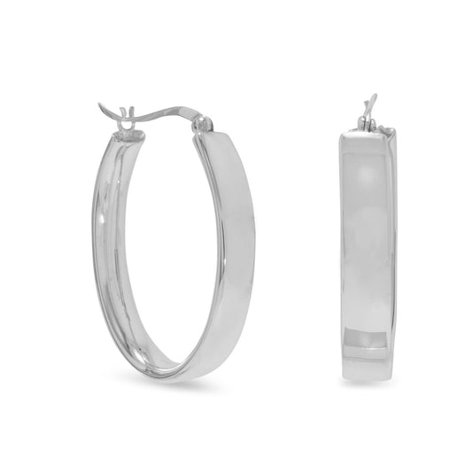 Flat 5.5mm Oval Hoop Earrings