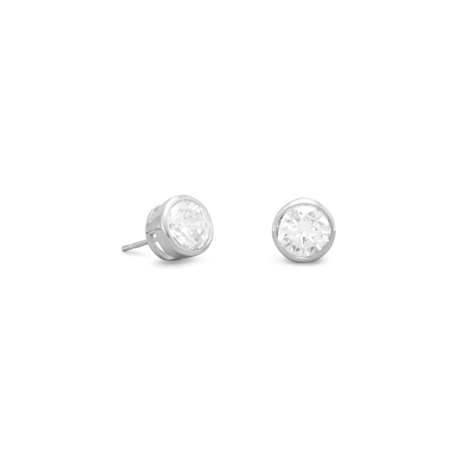 Bezel Set CZ Stud Earrings