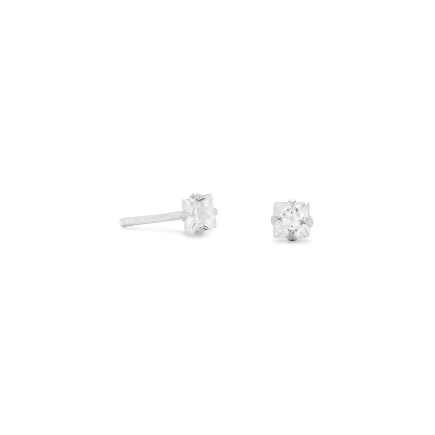 3mm CZ Square Earrings