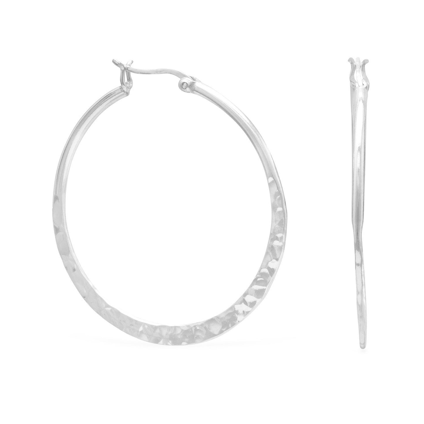 Large Hammered Hoop Earrings