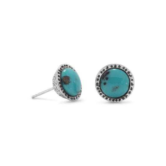 Oxidized Stabilized Turquoise Stud Earrings