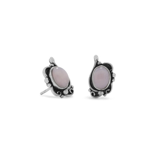 Oxidized Pink Opal Earrings