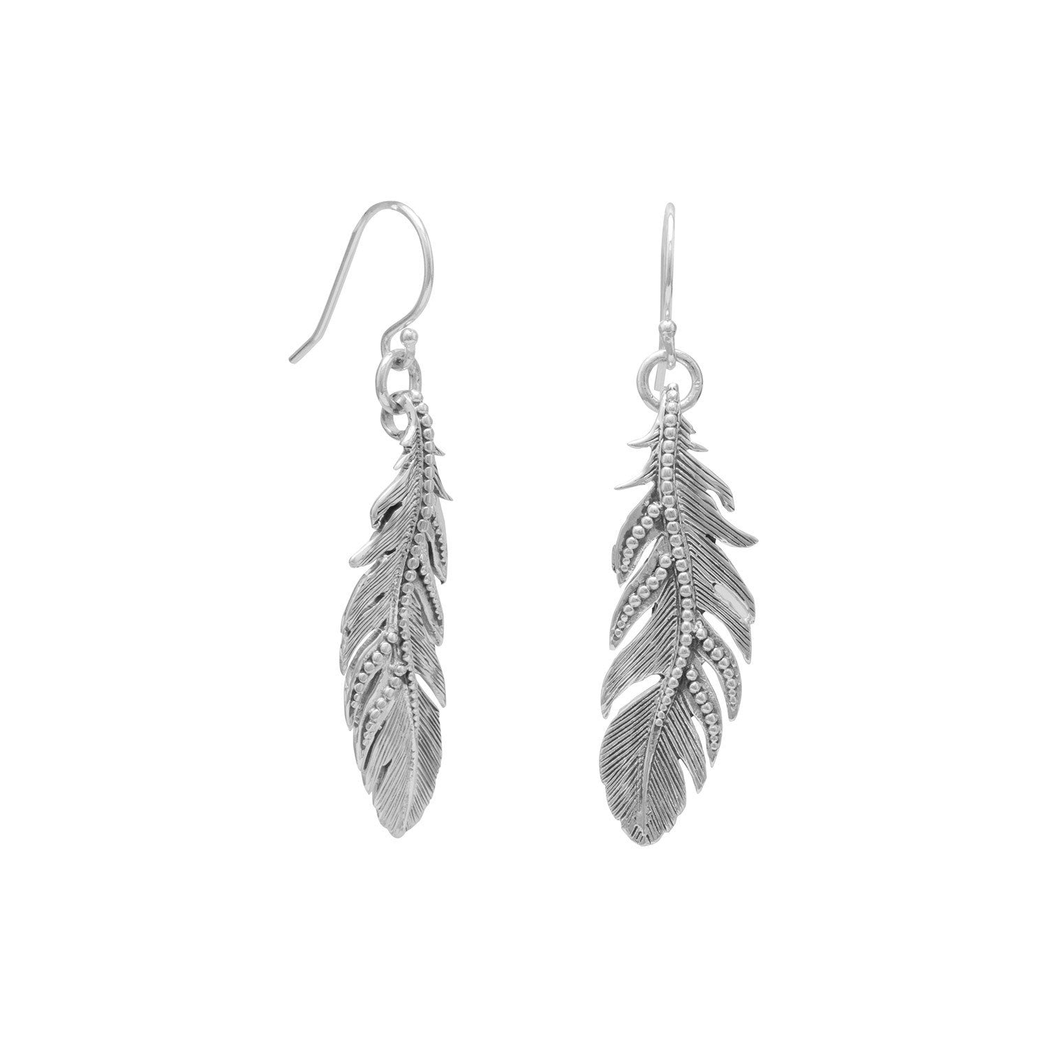 Oxidized Feather Earrings