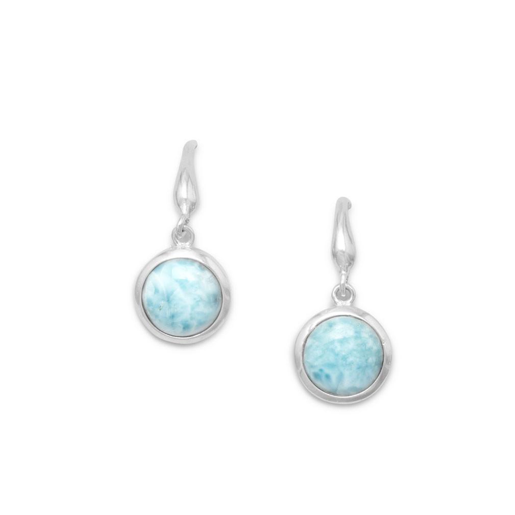 Rhodium Plated Larimar Drop Earrings