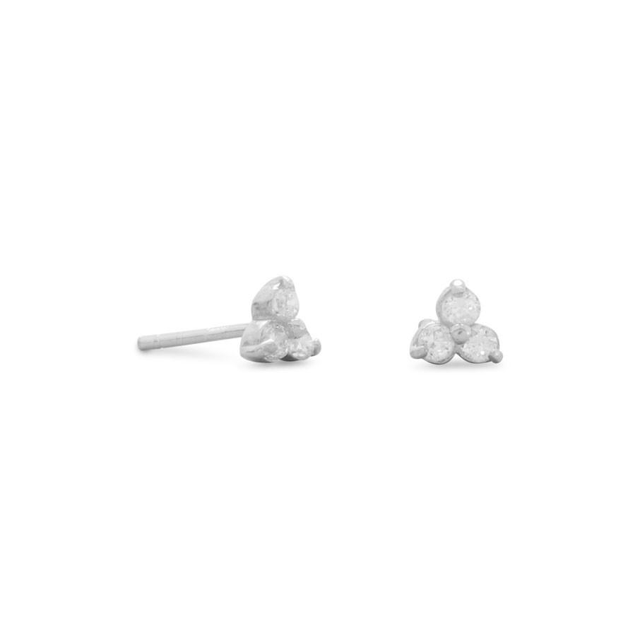 Tri Shape CZ Stud Earrings