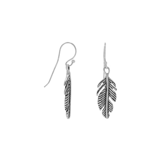 Oxidized Pinna Feather Earrings