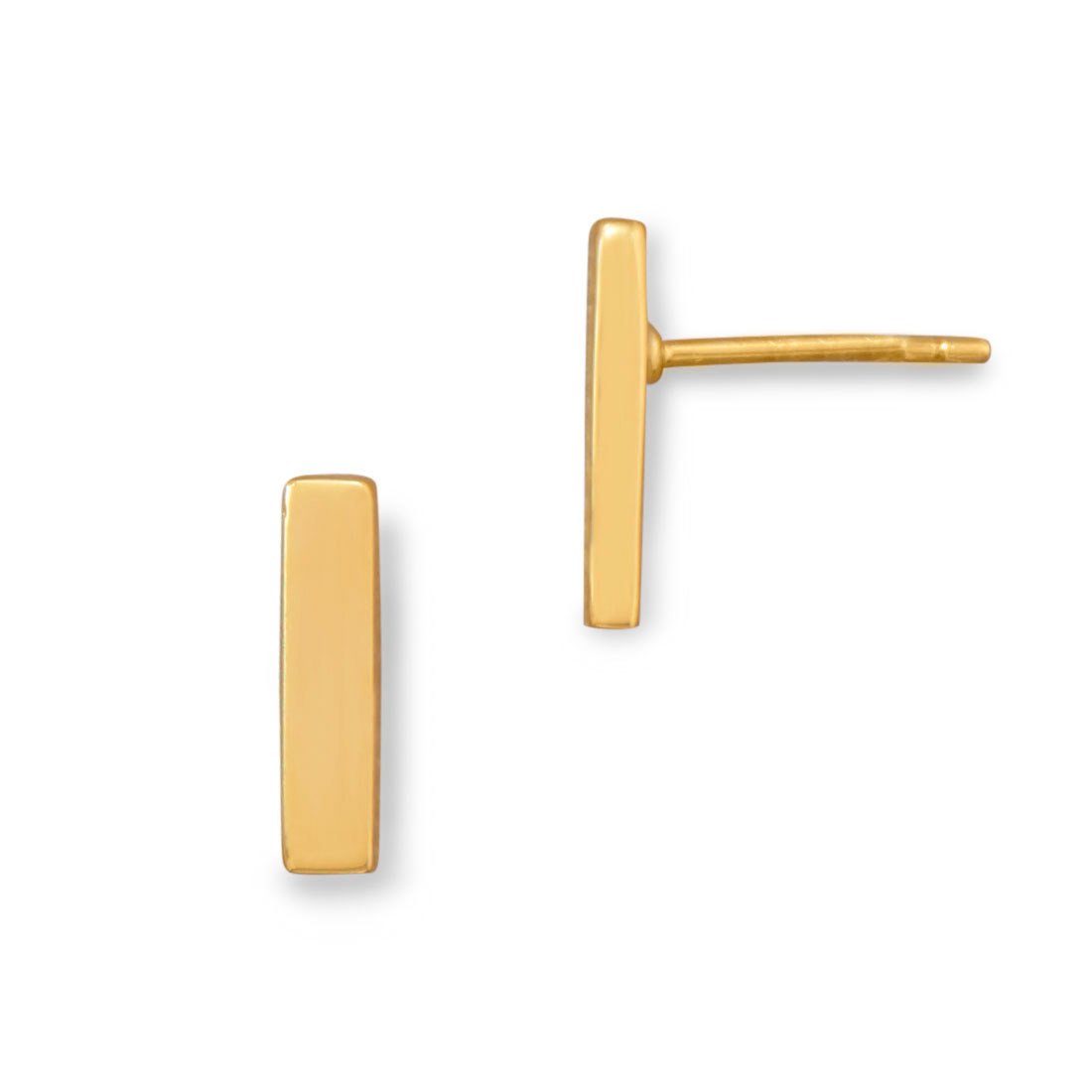 14 Karat Gold Plated Bar Stud Earrings