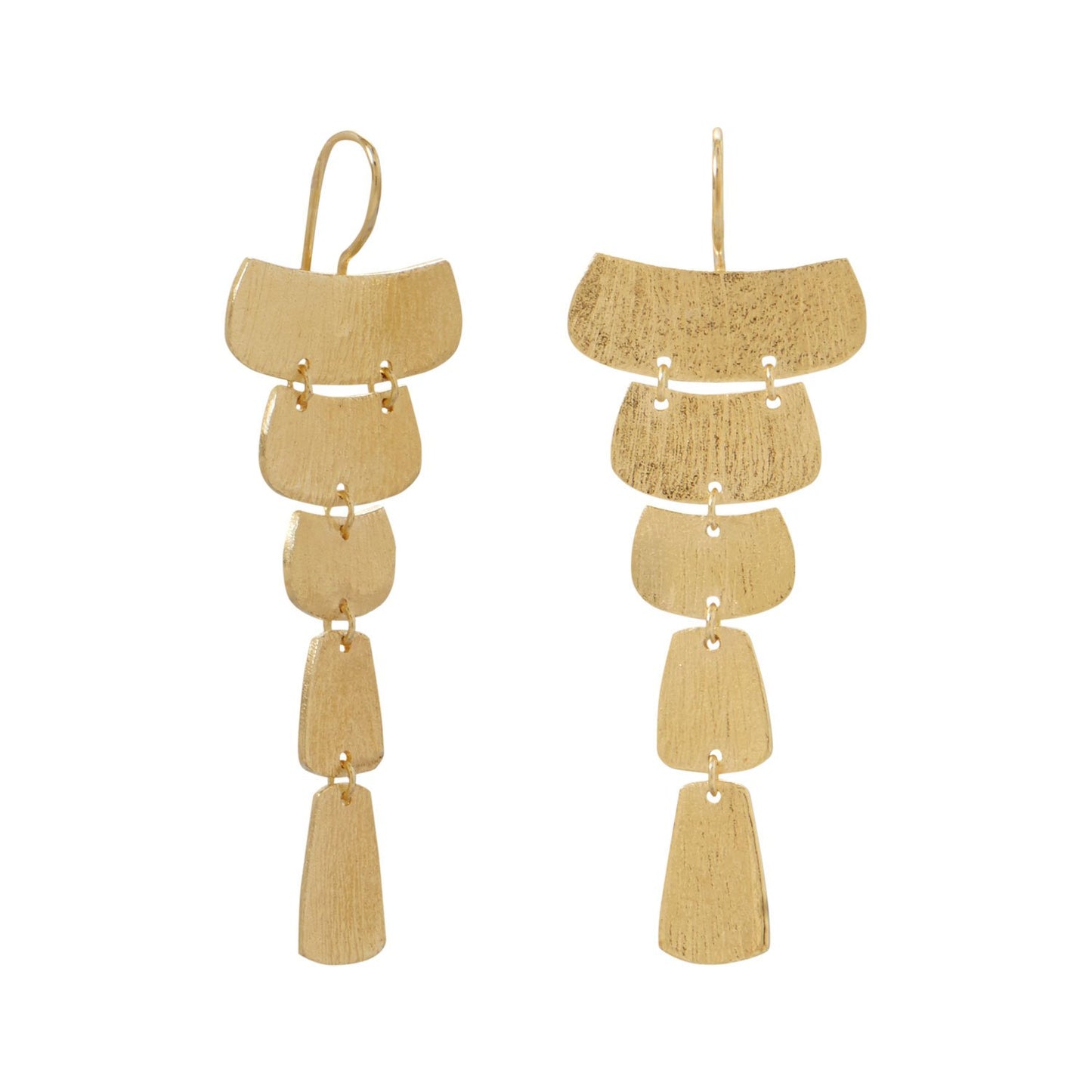 14 Karat Gold Plated Textured Cascading Plate Earrings