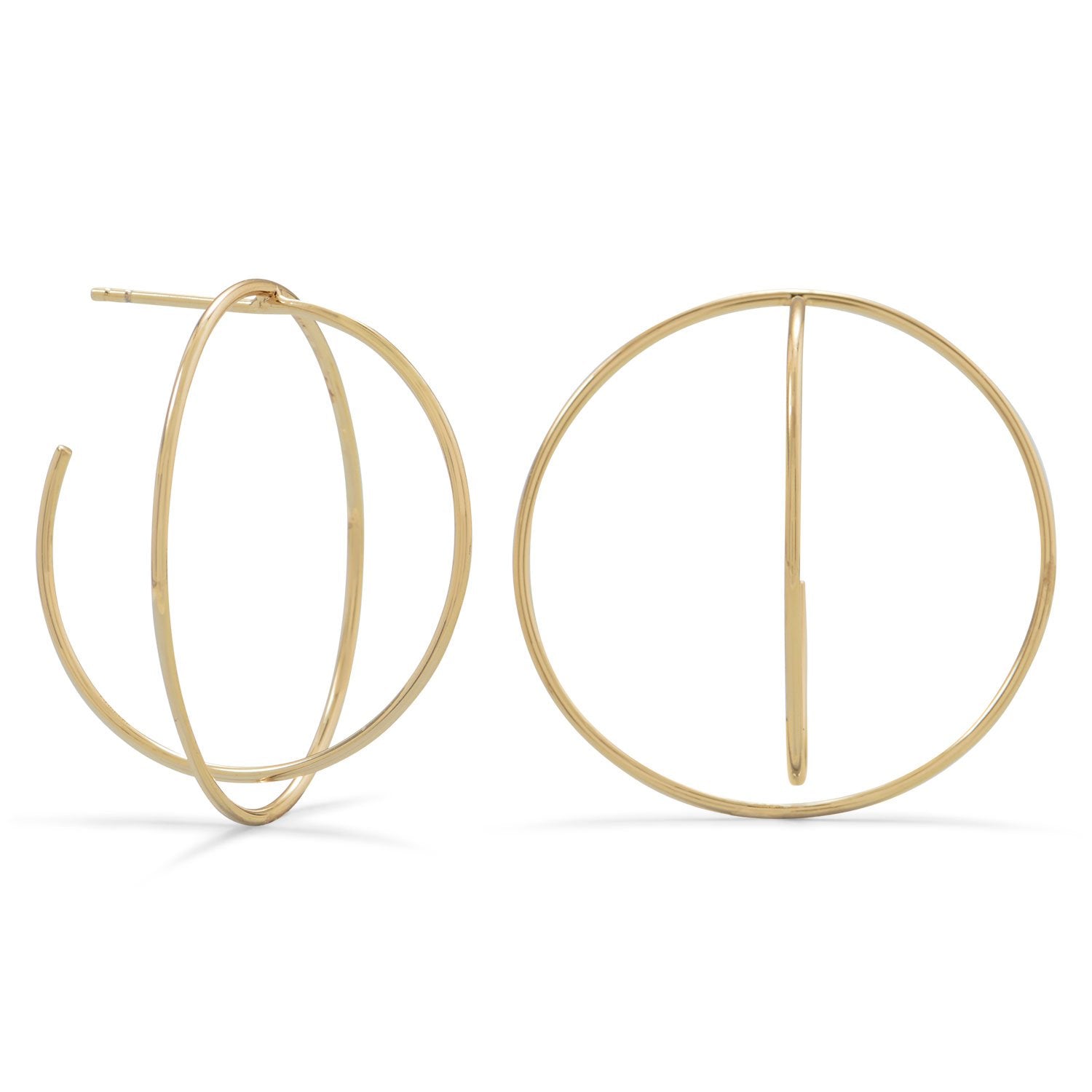 14 Karat Gold Plated 3/4 Criss-Cross Hoops