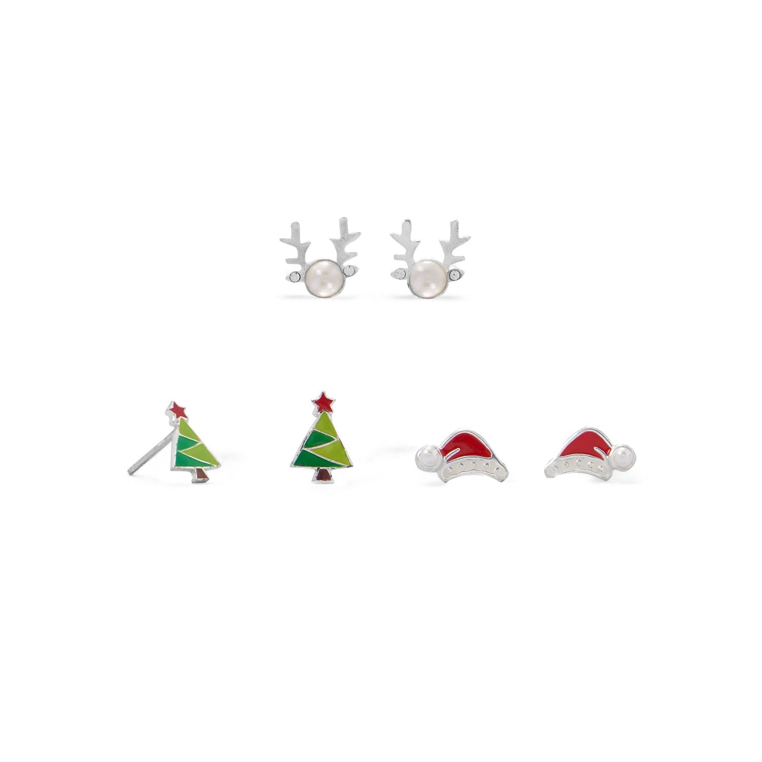 Reindeer, Santa Hat and Tree Earring Set