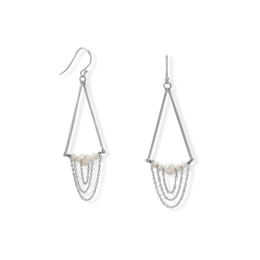 Not Your Mother's Pearls! Cultured Freshwater Pearl and Bar Chain Drop Earring