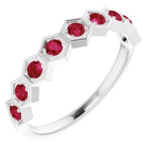 Sterling Silver Chatham® Created Ruby Stackable Ring