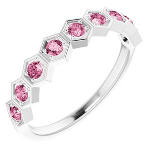 Sterling Silver Pink Tourmaline Stackable Ring