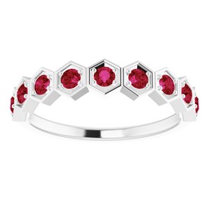 Sterling Silver Chatham® Created Ruby Stackable Ring