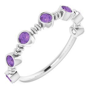 Sterling Silver Amethyst Bezel-Set Ring