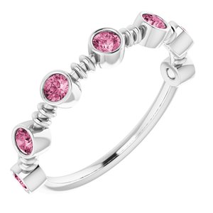 Sterling Silver Pink Tourmaline Bezel-Set Ring