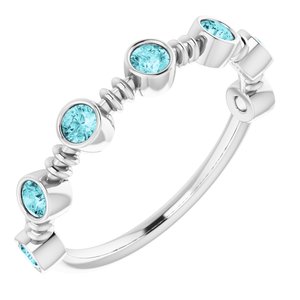 Sterling Silver Blue Zircon Bezel-Set Ring