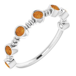 Sterling Silver Citrine Bezel-Set Ring