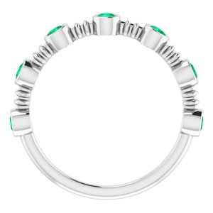 Sterling Silver Chatham® Created Emerald Bezel-Set Ring