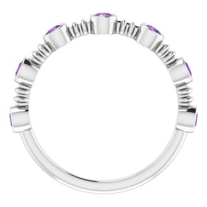 Sterling Silver Amethyst Bezel-Set Ring