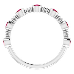 Sterling Silver Chatham® Created Ruby Bezel-Set Ring