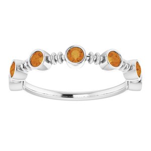 Sterling Silver Citrine Bezel-Set Ring