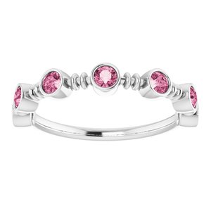 Sterling Silver Pink Tourmaline Bezel-Set Ring