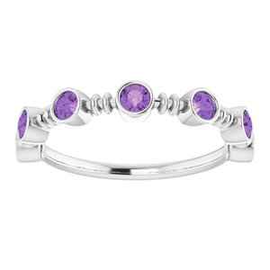 Sterling Silver Amethyst Bezel-Set Ring