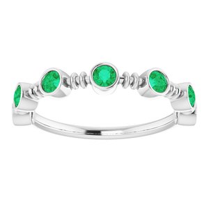 Sterling Silver Chatham® Created Emerald Bezel-Set Ring