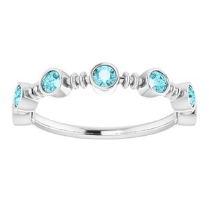 Sterling Silver Blue Zircon Bezel-Set Ring