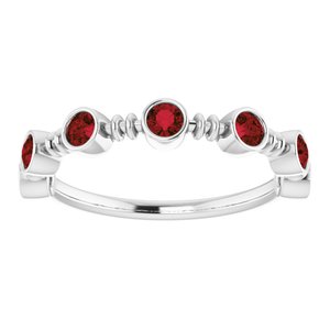 Sterling Silver Mozambique Garnet Bezel-Set Ring