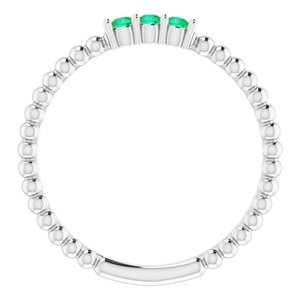 Sterling Silver Chatham®Lab-Created Emerald Beaded Ring