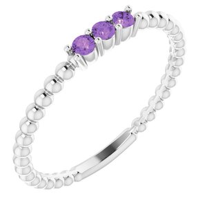 Sterling Silver Amethyst Beaded Ring