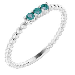 Sterling Silver Chatham®Lab-Created Alexandrite Beaded Ring