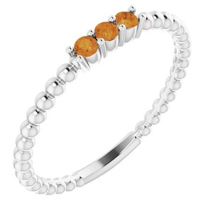 Sterling Silver Citrine Beaded Ring