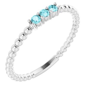 Sterling Silver Blue Zircon Beaded Ring