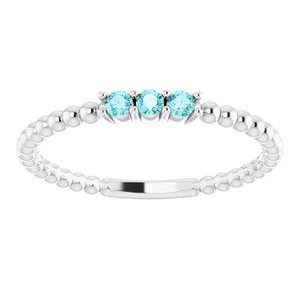 Sterling Silver Blue Zircon Beaded Ring