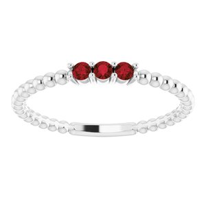 Sterling Silver Mozambique Garnet Beaded Ring