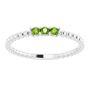 Sterling Silver Peridot Beaded Ring