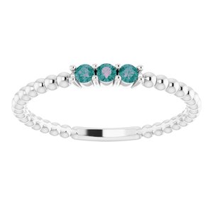 Sterling Silver Chatham®Lab-Created Alexandrite Beaded Ring