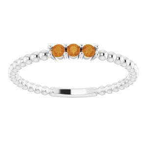 Sterling Silver Citrine Beaded Ring