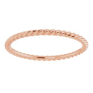 18K Rose 1.5 mm Skinny Rope Band Size 8.5