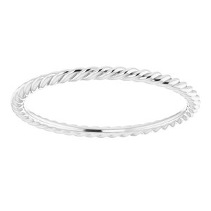 18K White 1.5 mm Skinny Rope Band Size 8.5